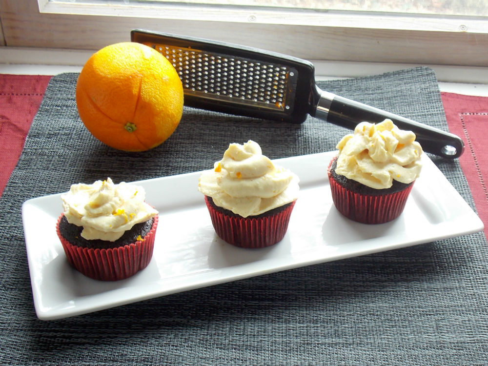 Mocha Cupcakes with Orange Cream Cheese Frosting
