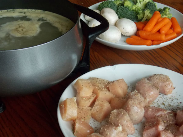 fondue meat and veg